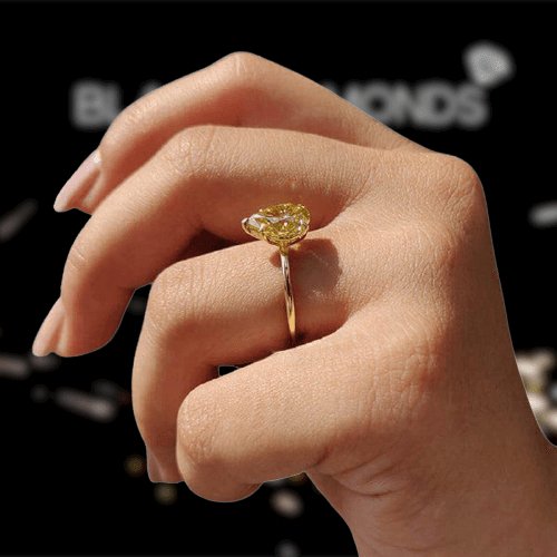 Yellow Gold Pear Cut Yellow Sapphire Engagement Ring - Black Diamonds New York