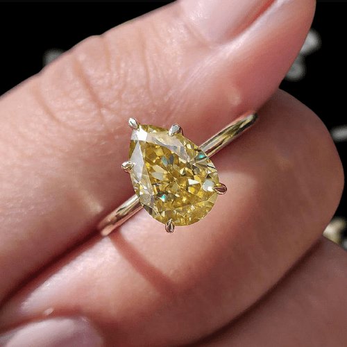 Yellow Gold Pear Cut Yellow Sapphire Engagement Ring-Black Diamonds New York