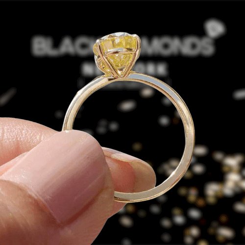 Yellow Gold Pear Cut Yellow Sapphire Engagement Ring-Black Diamonds New York