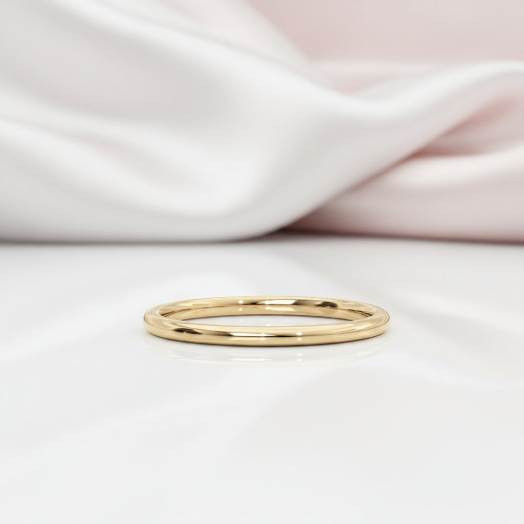 Yellow Gold Simple Ring Band In Sterling Silver-Black Diamonds New York