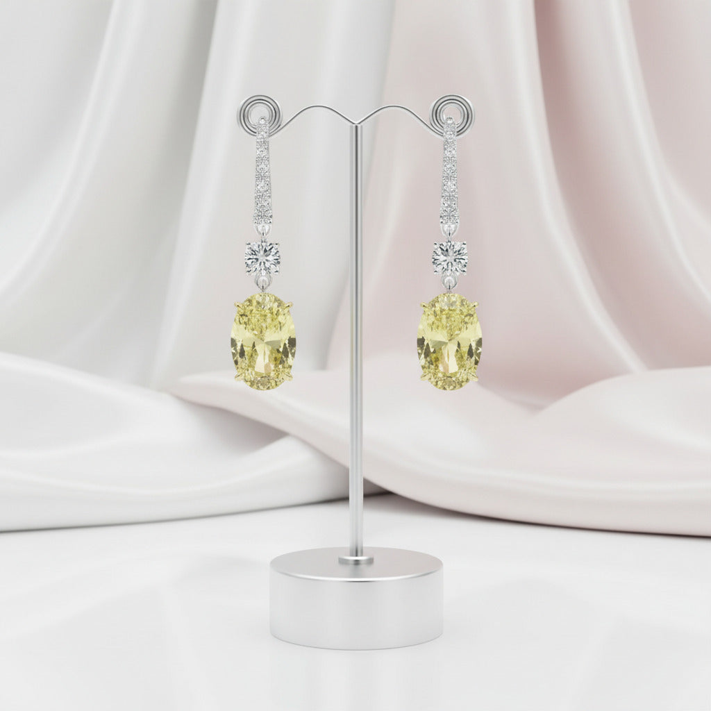 Yellow Sapphire 4.0ct Oval Cut Simulated Diamond Option Drop Earrings (Copy)-Black Diamonds New York