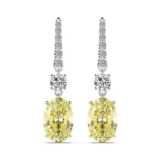 Yellow Sapphire 4.0ct Oval Cut Simulated Diamond Drop Earrings-Black Diamonds New York